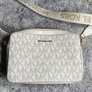 Michael Kors Cream and Gold Logo Crossbody